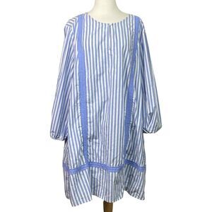 Lands' End Blue White Striped Shirt Dress Plus Size 2X